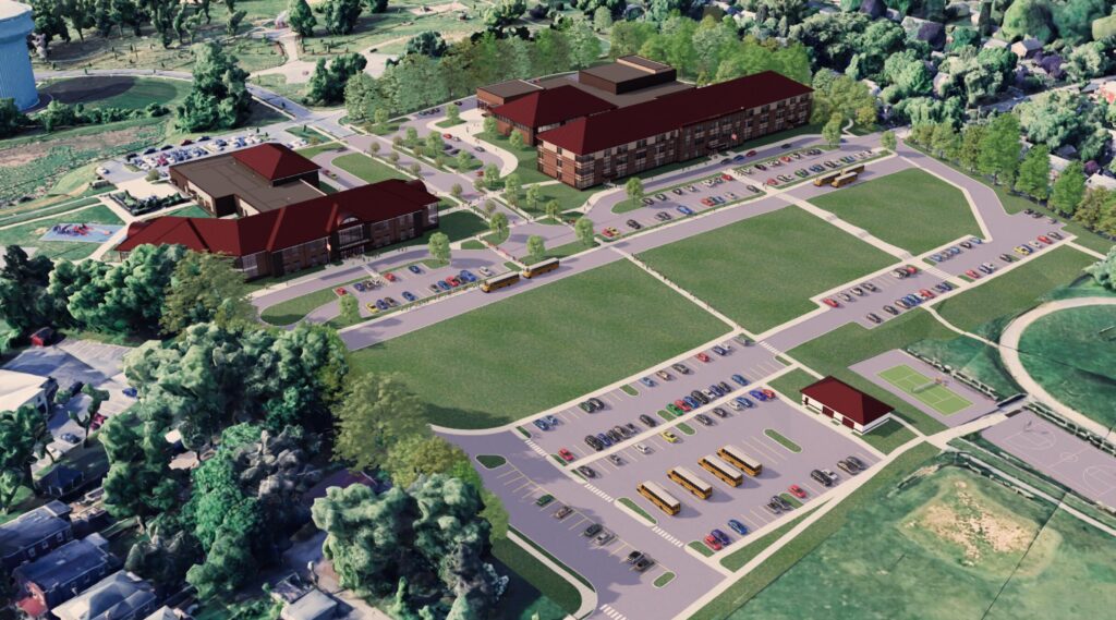 Aerial shot of the proposed Wheatland-Smith-Wade-El campus